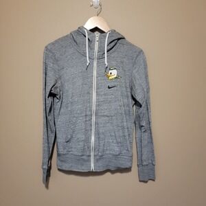 Oregon Ducks Hoodie SWEATSHIRT Women's Medium Gray Full Zip-Up College‎ Size M